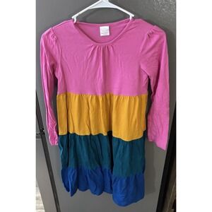 Hanna Andersson Girls' Colorblock Tiered Long Sleeve Dress Boho Size 140 US 10